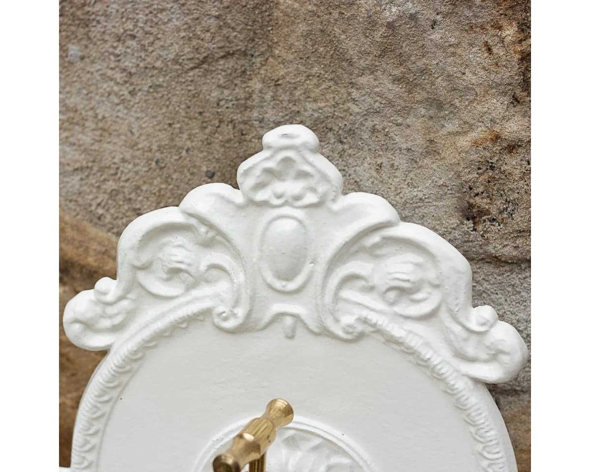 Antikas Wandbrunnen aus Aluminium Weiß mit Messing-Wasserhahn - Bild 4