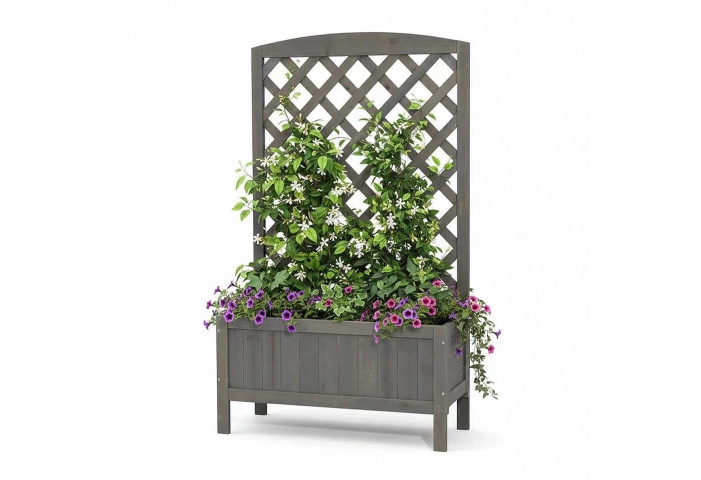 Mucola Blumenkasten mit Rankgitter Grau Imprägniertes Holz - Bild 2