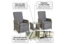 Mucola Balkonmöbel-Set 3-teilig Grau Polyrattan mit Auflagen Bild 5