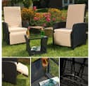 Melko Gartenlounge-Set 3-tlg. Polyrattan Schwarz Bild 1