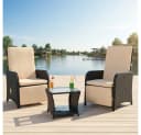 Melko Gartenlounge-Set 3-tlg. Polyrattan Schwarz Bild 2