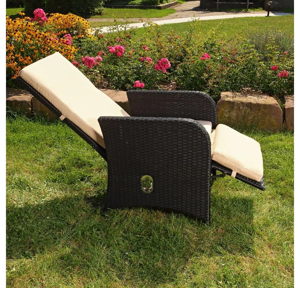 Melko Gartenlounge-Set 3-tlg. Polyrattan Schwarz - Bild 3