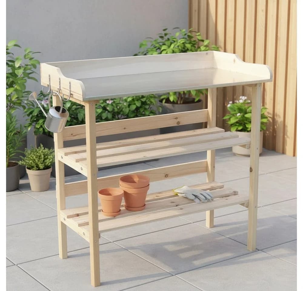 Mucola Pflanztisch Gartentisch mit Ablage und Haken - Bild 2