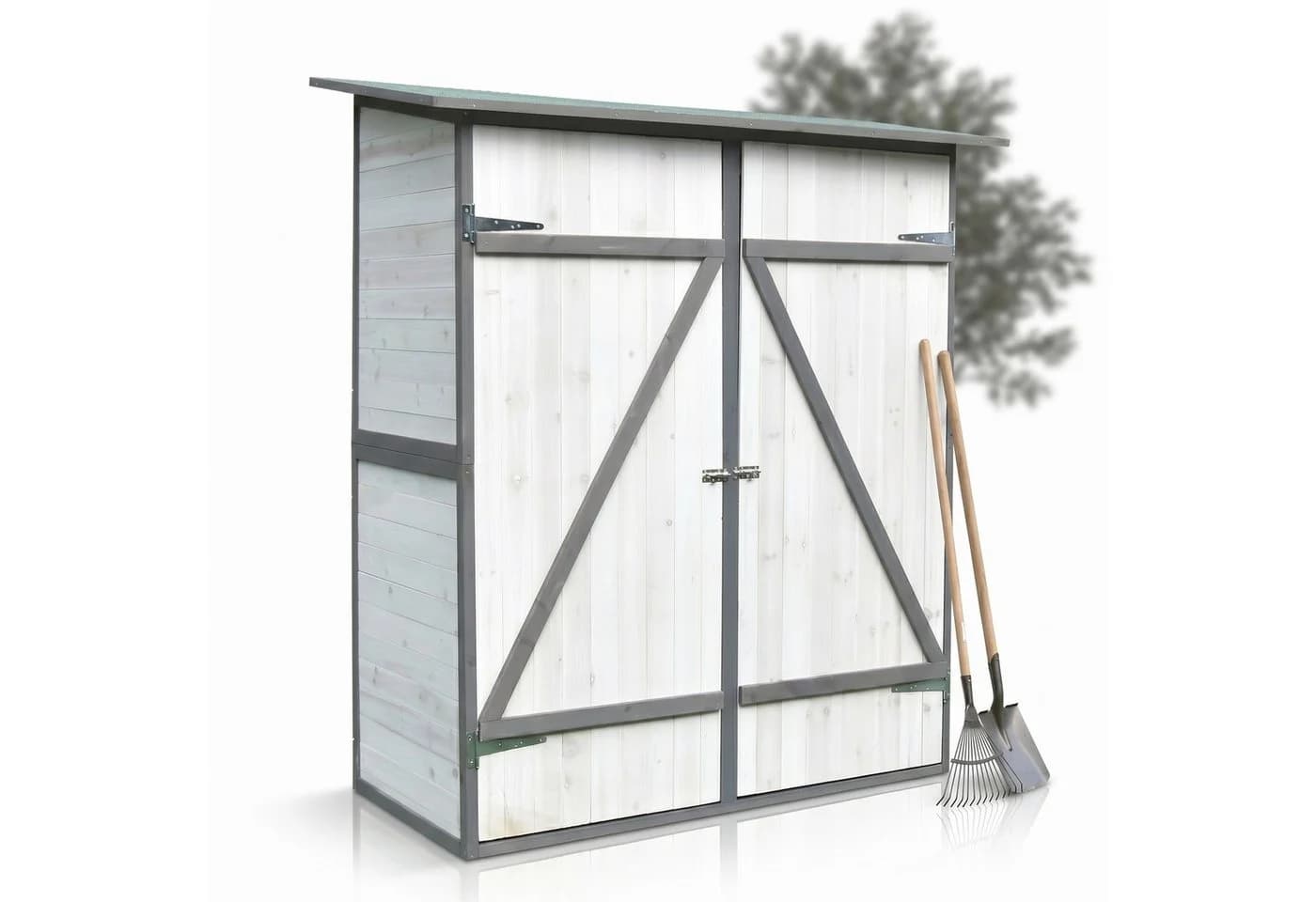 Mucola Gartenhaus Geräteschrank Holz 140x75 cm Grau/Weiß - Bild 2