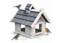 Mucola Vogelhaus Grau Weiß Holz Vogelfutterhaus mit wetterfestem Dach Bild 2