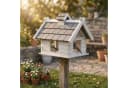 Mucola Vogelhaus Grau Weiß Holz Vogelfutterhaus mit wetterfestem Dach Bild 4