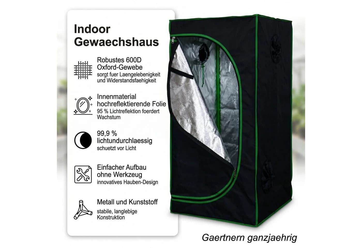 Mucola Growbox Indoor Gewächshaus Pflanzenzelt Zuchtzelt Growroom Darkroom