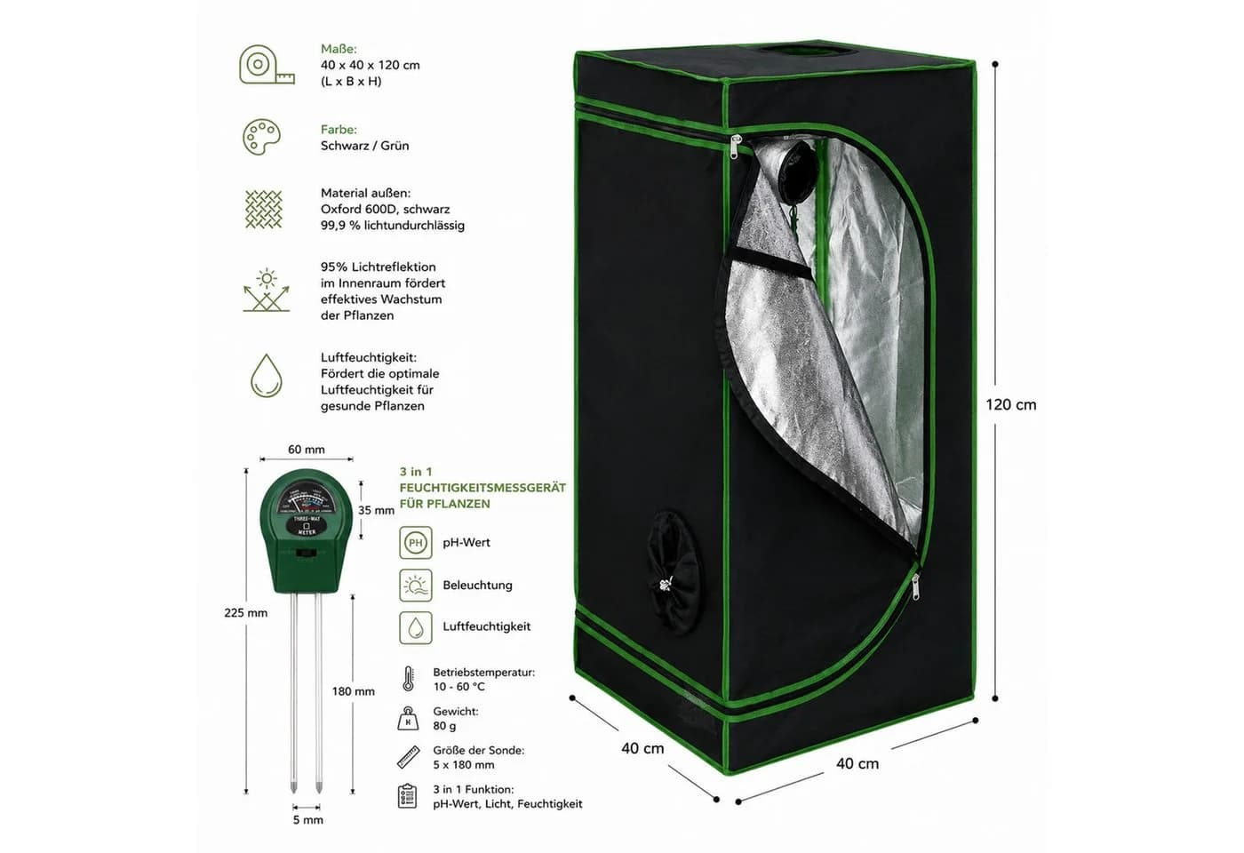Mucola Growbox Indoor Gewächshaus Pflanzenzelt Zuchtzelt Growroom Darkroom - Bild 3