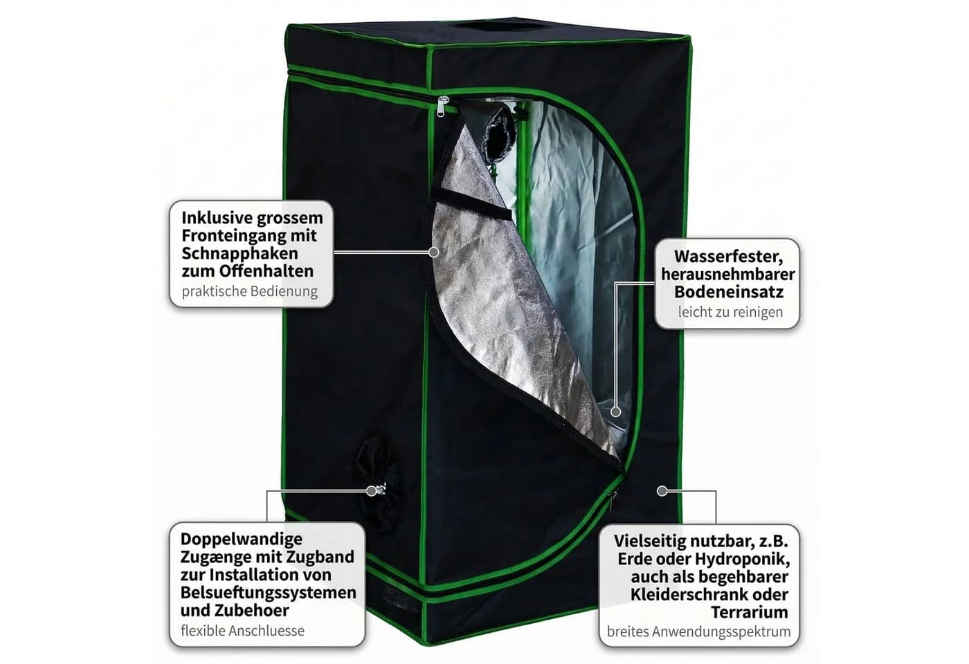Mucola Growbox Indoor Gewächshaus Pflanzenzelt Zuchtzelt Growroom Darkroom - Bild 5