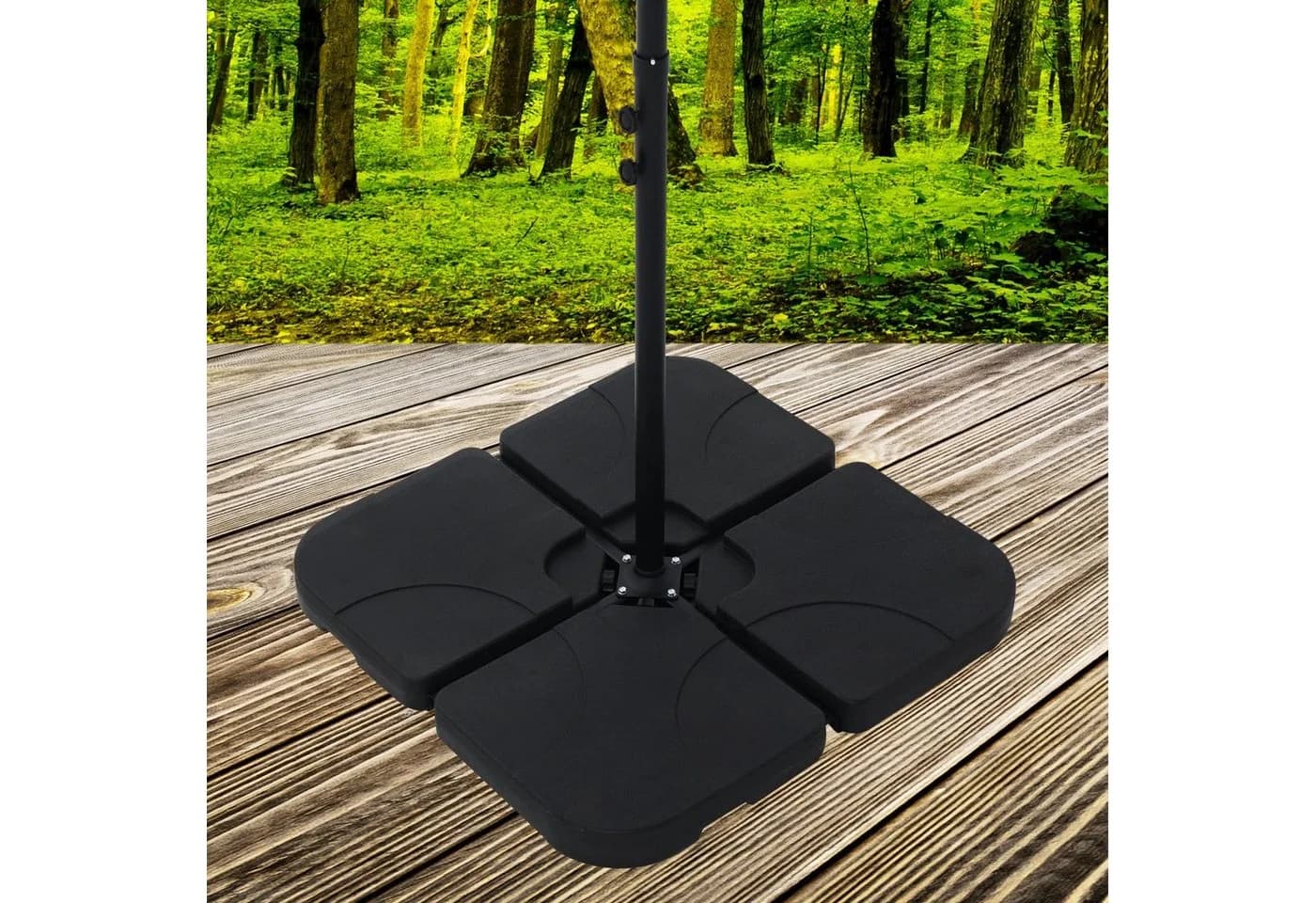 Mucola Ampelschirmständer 4er Set Schwarz Kunststoff 60L