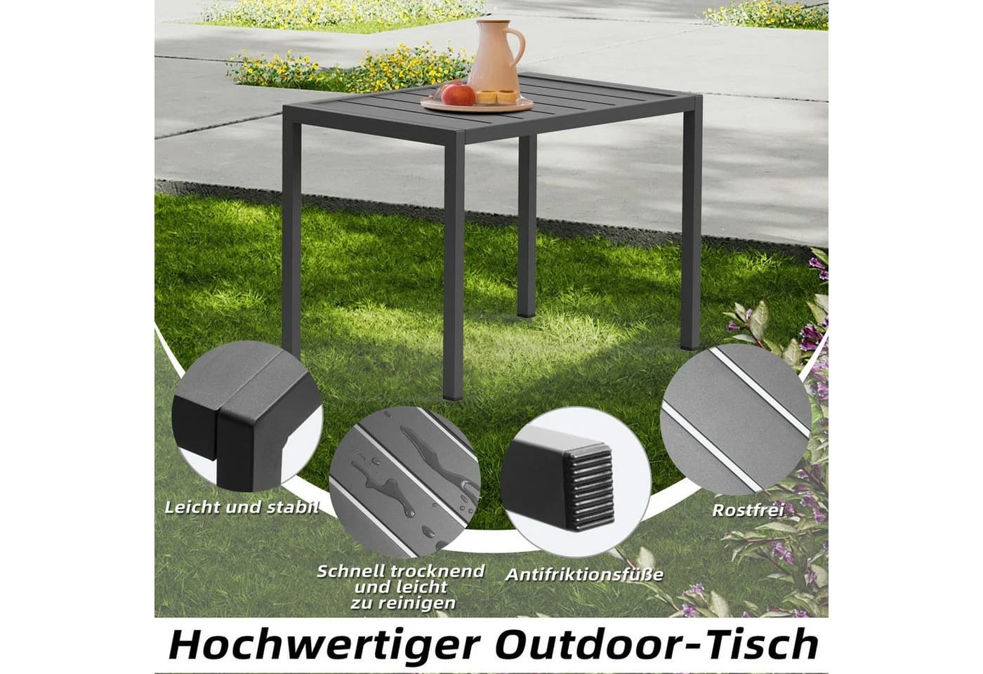 Mucola Aluminium Gartentisch Outdoor Anthrazit Wetterfest - Bild 5