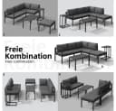 Mucola Ecksofa Aluminium 5-tlg. Anthrazit/Grau mit Kissen Bild 1