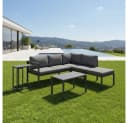 Mucola Ecksofa Aluminium 5-tlg. Anthrazit/Grau mit Kissen Bild 2