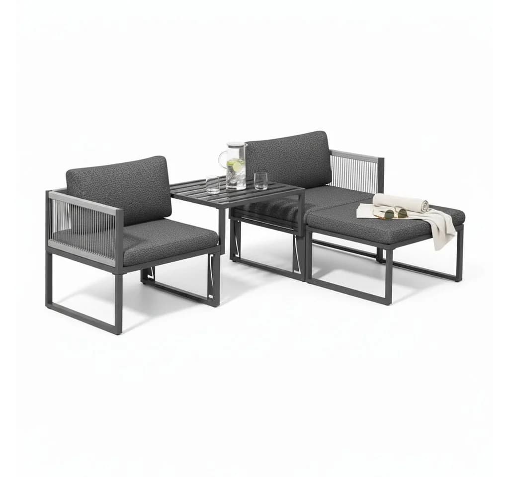 Mucola Gartenlounge-Set 4-teilig Aluminium Grau