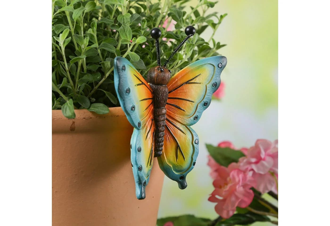 MARELIDA Schmetterling Dekofigur Blumentopfhänger Bunt Polyresin - Bild 4