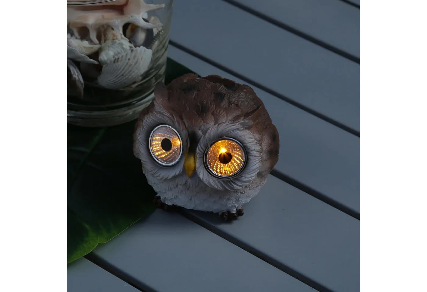 MARELIDA LED Solar Eule Gartenfigur Braun Warmweiß - Bild 2