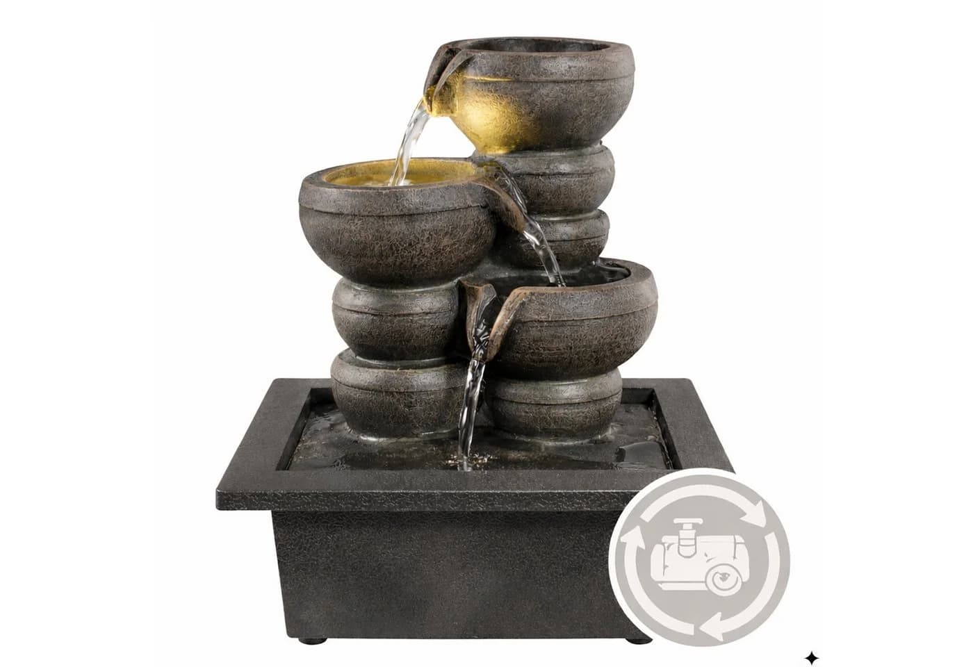 MARELIDA Zimmerbrunnen Kaskaden-Tischbrunnen LED Beleuchtung Grau - Bild 5