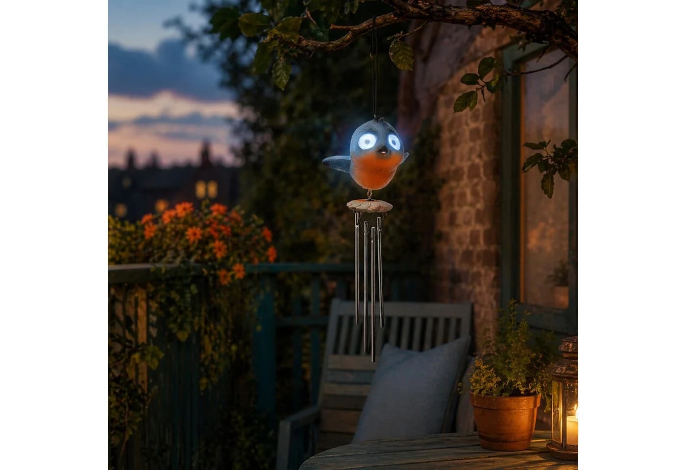 MARELIDA Solar Windspiel mit LED Vögelchen und Klangstäben - Bild 4