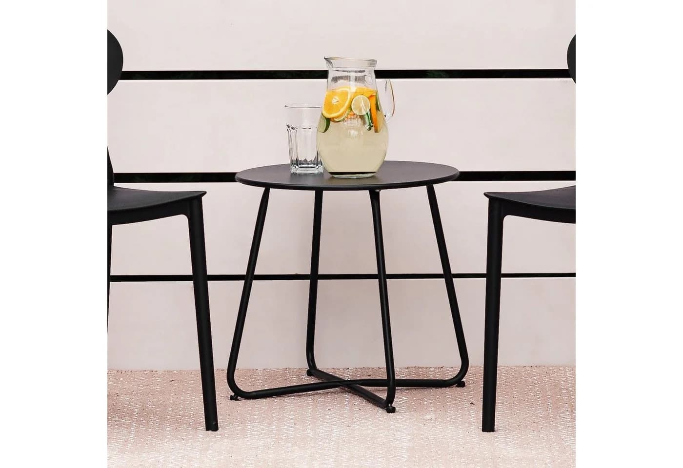 Homestyle4u Beistelltisch Rund Metall Schwarz