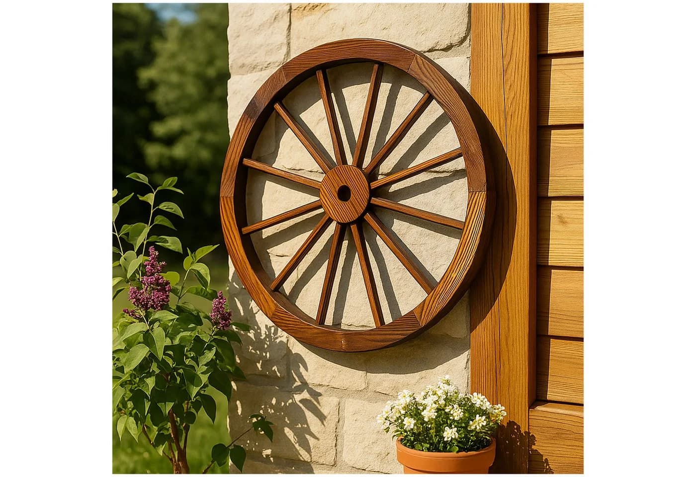 HTI-Line Gartenfigur Wagenrad Sommerset Rustikal Braun - Bild 2