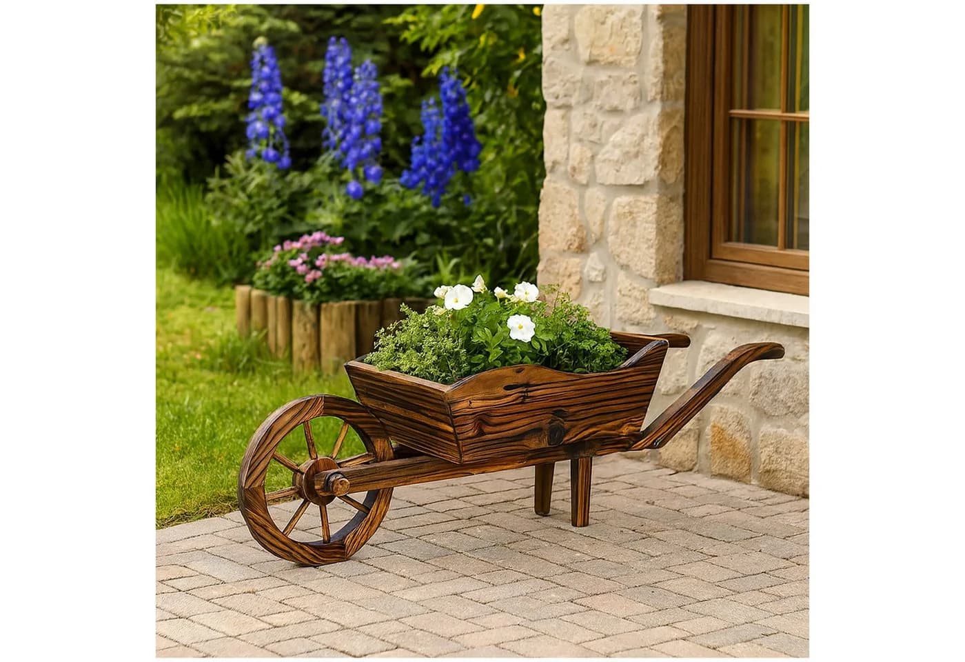 HTI-Line Dekoschubkarre Braun Gartenfigur Gartendekoration