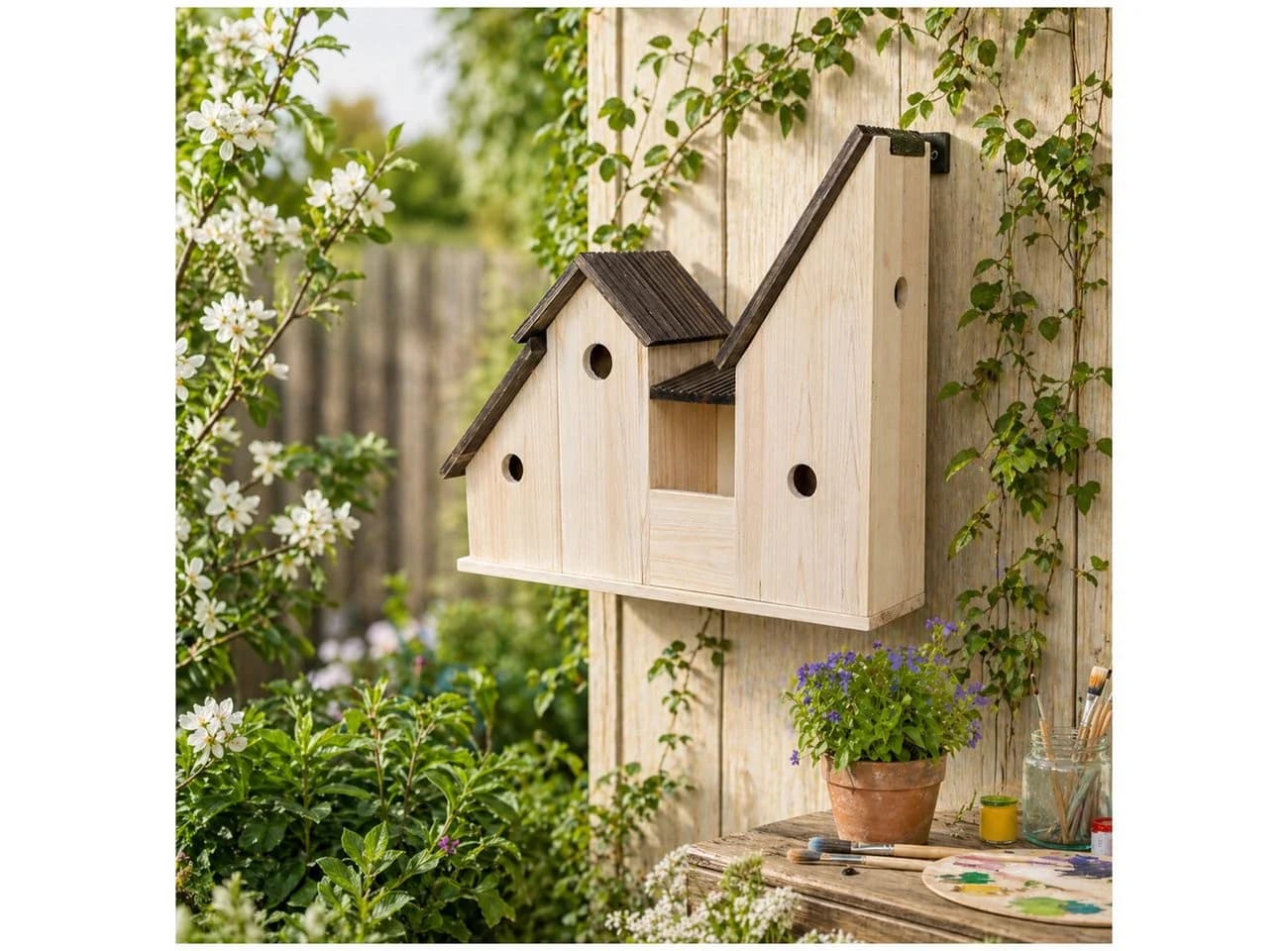 HTI-Line Vogelhaus Vogelhotel Mina zum Bemalen Nistkasten