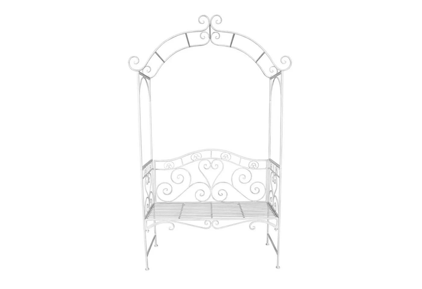 HTI-Living Rosenbogen Gartenbank Weiß Metall Barock - Bild 2