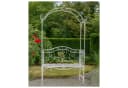 HTI-Living Rosenbogen Gartenbank Weiß Metall Barock Bild 3