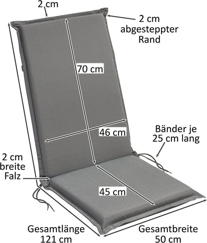sleepling Hochlehnerauflage 2er-Set Anthrazitgrau Polster für Gartenmöbel - Bild 4