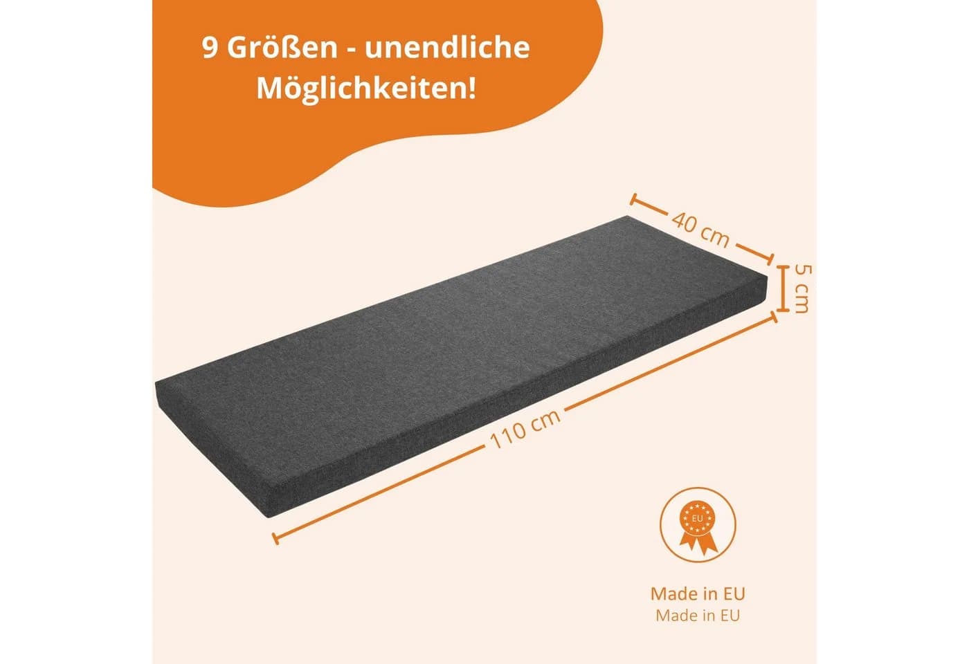 sleepling Bankauflage 200x40 cm Sofastoff Anti-Rutsch