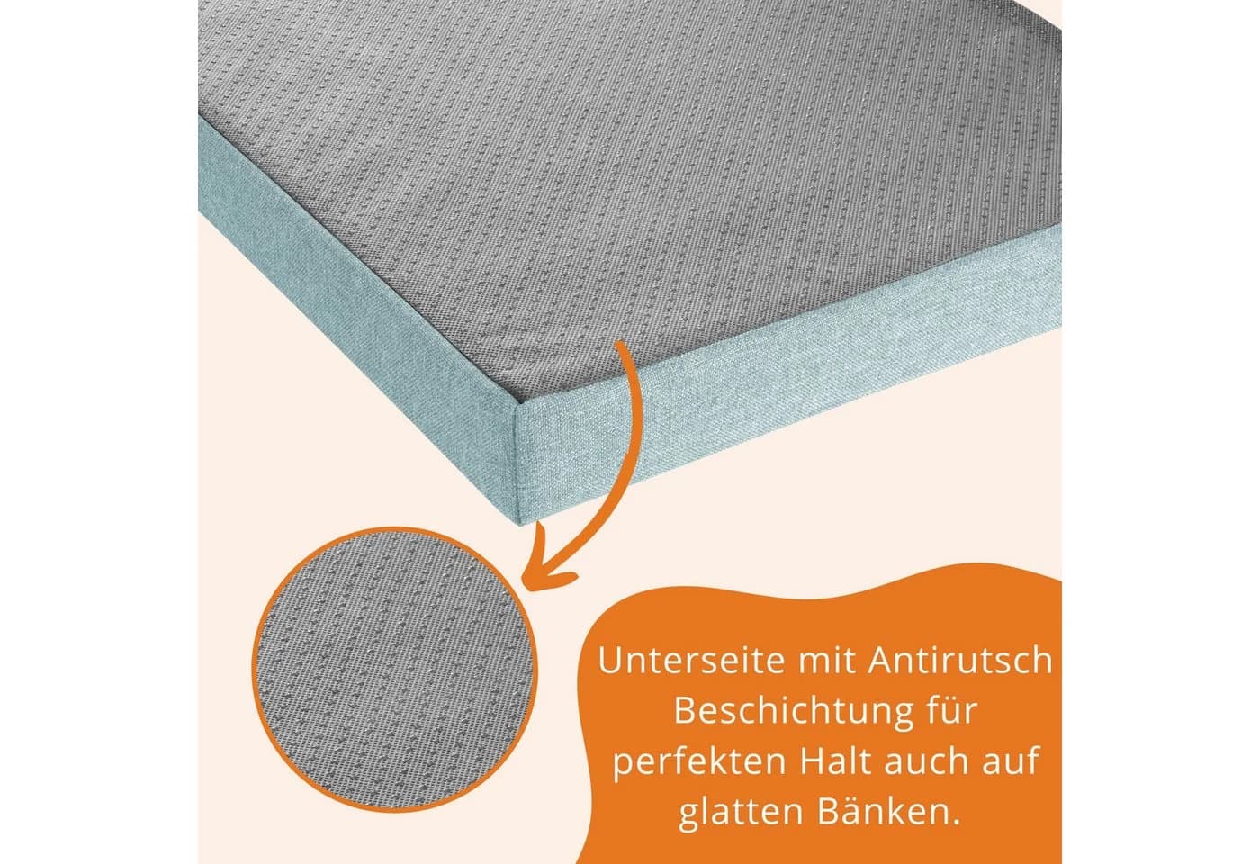 sleepling Bankauflage Türkis Anti-Rutsch Unterseite - Bild 4