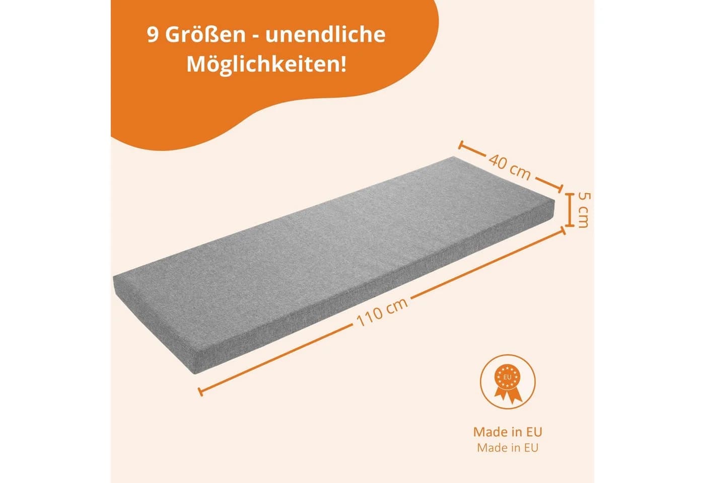 sleepling Bankauflage 200x40 cm Anti-Rutsch Unterseite
