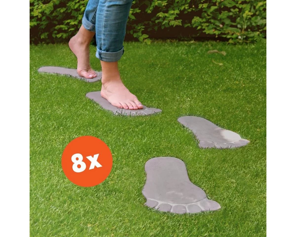 matches21 HOME & HOBBY Gartenfigur Fußabdrücke 8 St Grau Beton