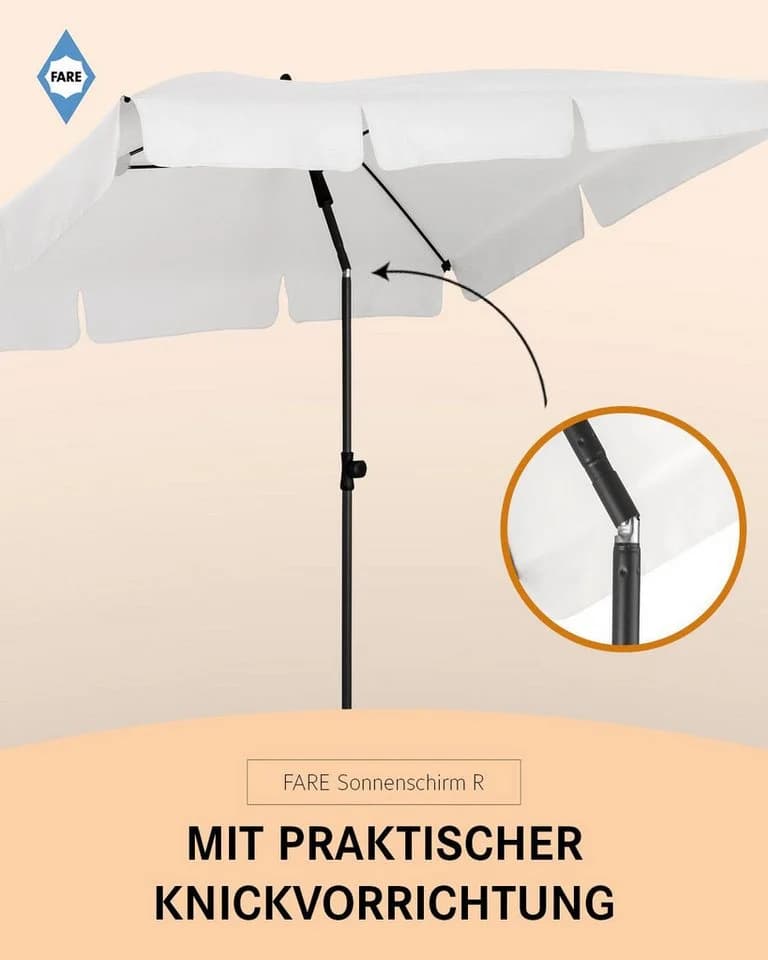 FARE Sonnenschirm weiß Höhenverstellbar Knickvorrichtung UPF 50+ - Bild 5