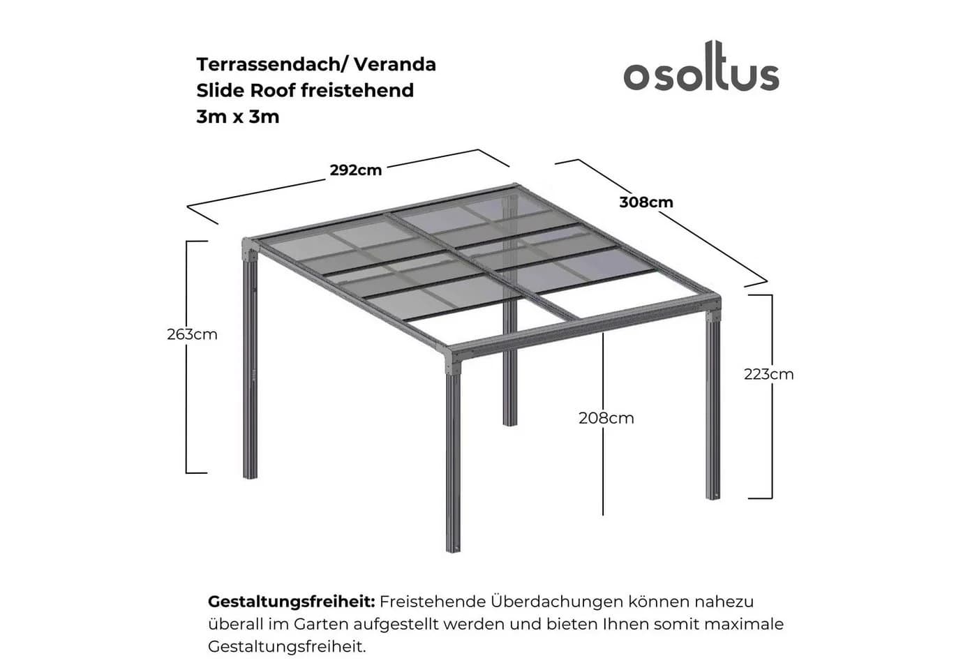 osoltus Terrassendach mit Schiebedach Anthrazit - Bild 3