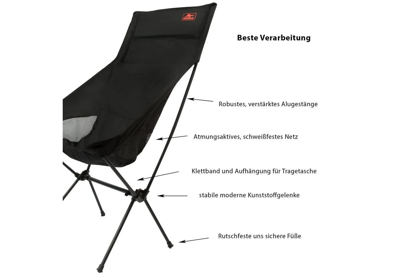 osoltus Campingstuhl Ultraleicht Faltstuhl Klappstuhl mit Tasche