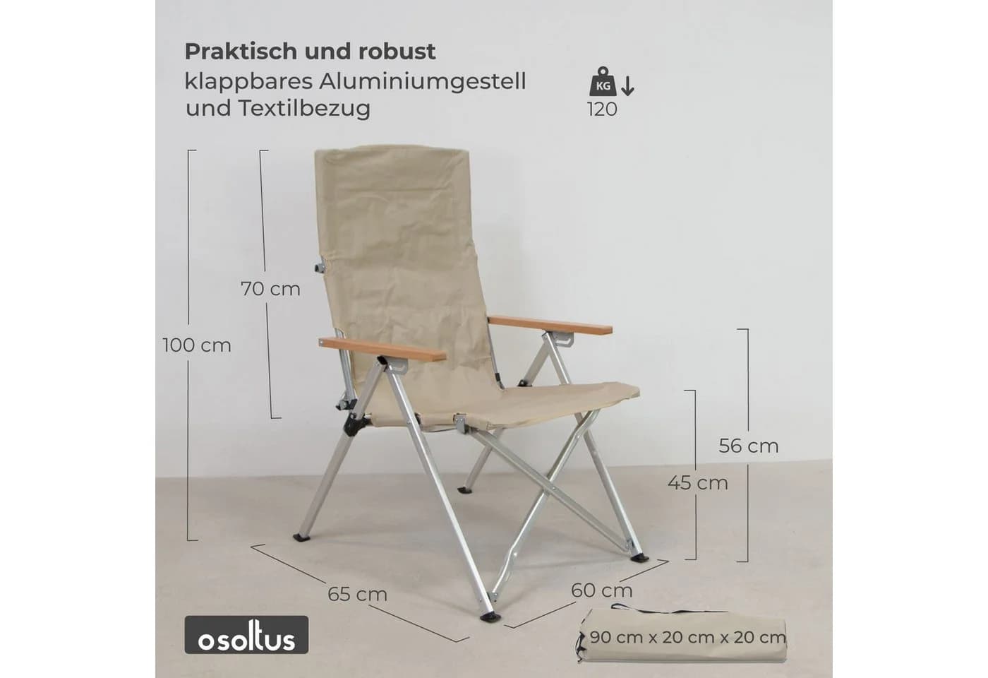 osoltus Campingstuhl faltbar verstellbar Aluminium - Bild 3