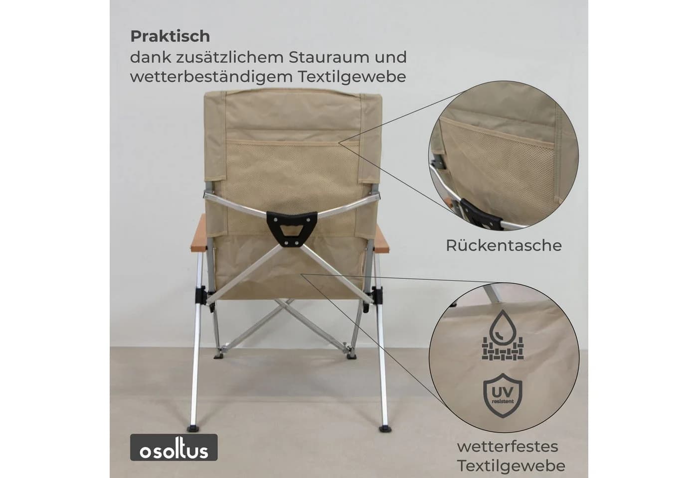 osoltus Campingstuhl faltbar verstellbar Aluminium - Bild 5
