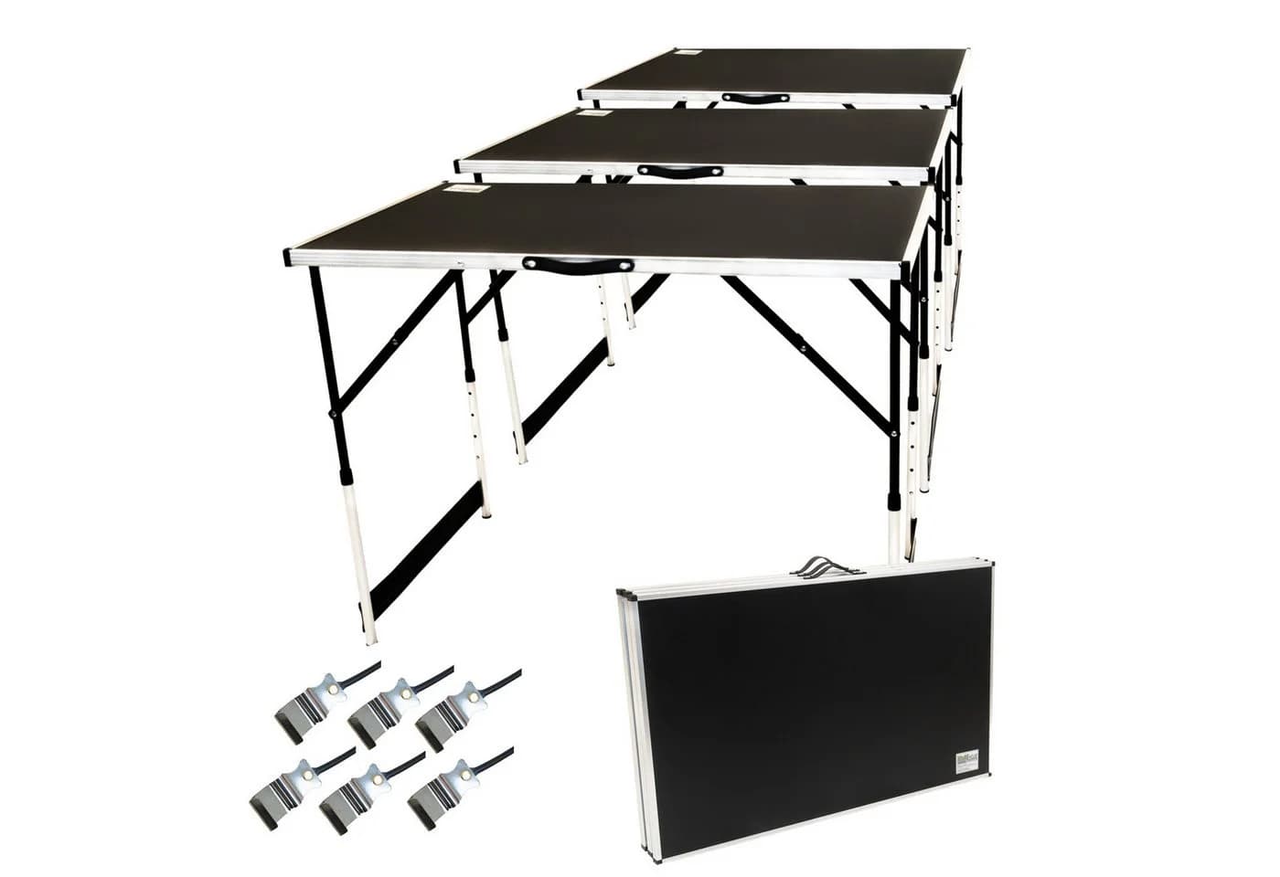 TRUTZHOLM Multifunktionstisch 3er Set höhenverstellbar & klappbar Schwarz/Silber - Bild 2