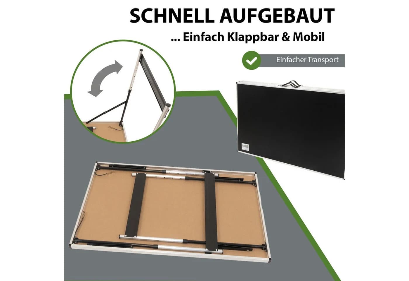 TRUTZHOLM Multifunktionstisch 3er Set höhenverstellbar & klappbar Schwarz/Silber - Bild 3