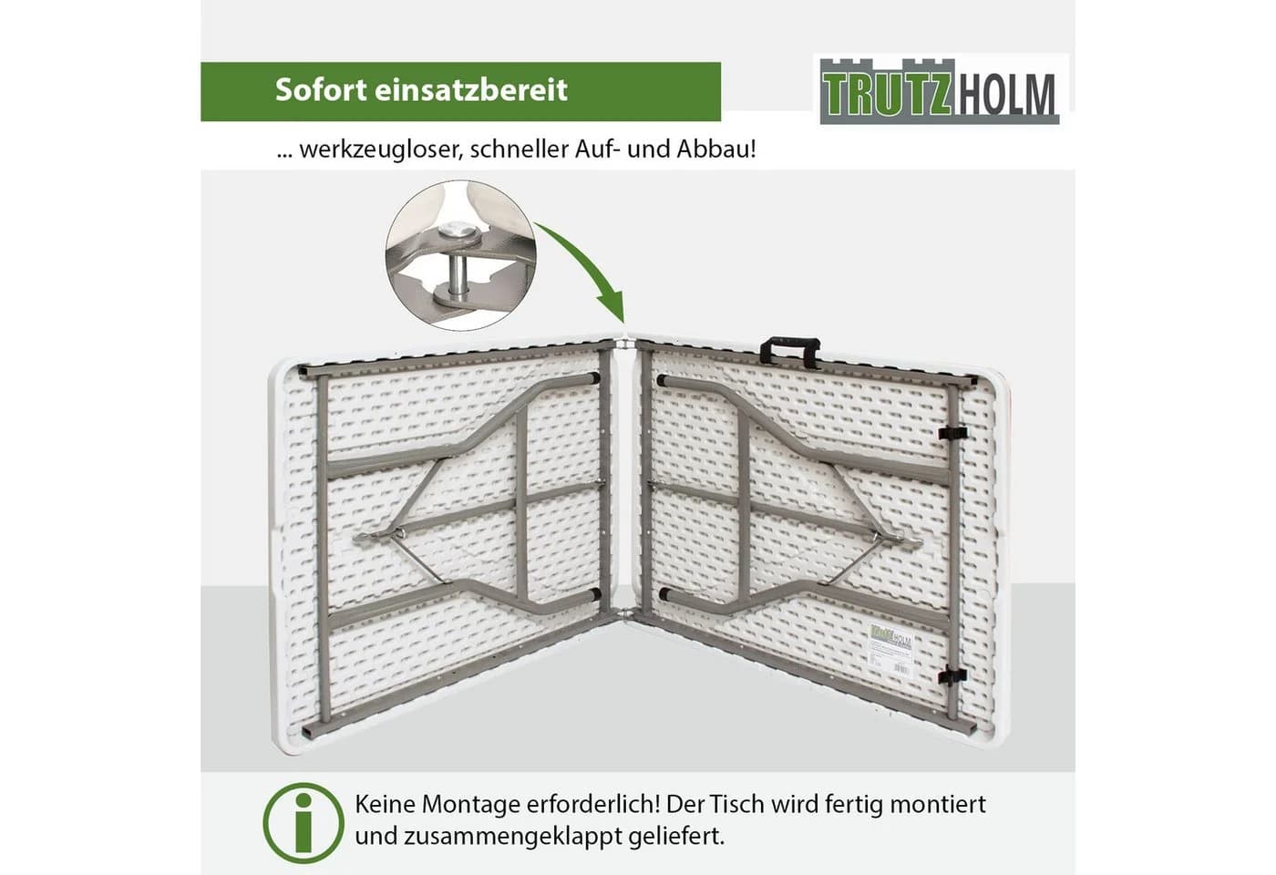 TRUTZHOLM Klapptisch Weiß Anthrazit Kunststoff Stahl - Bild 4