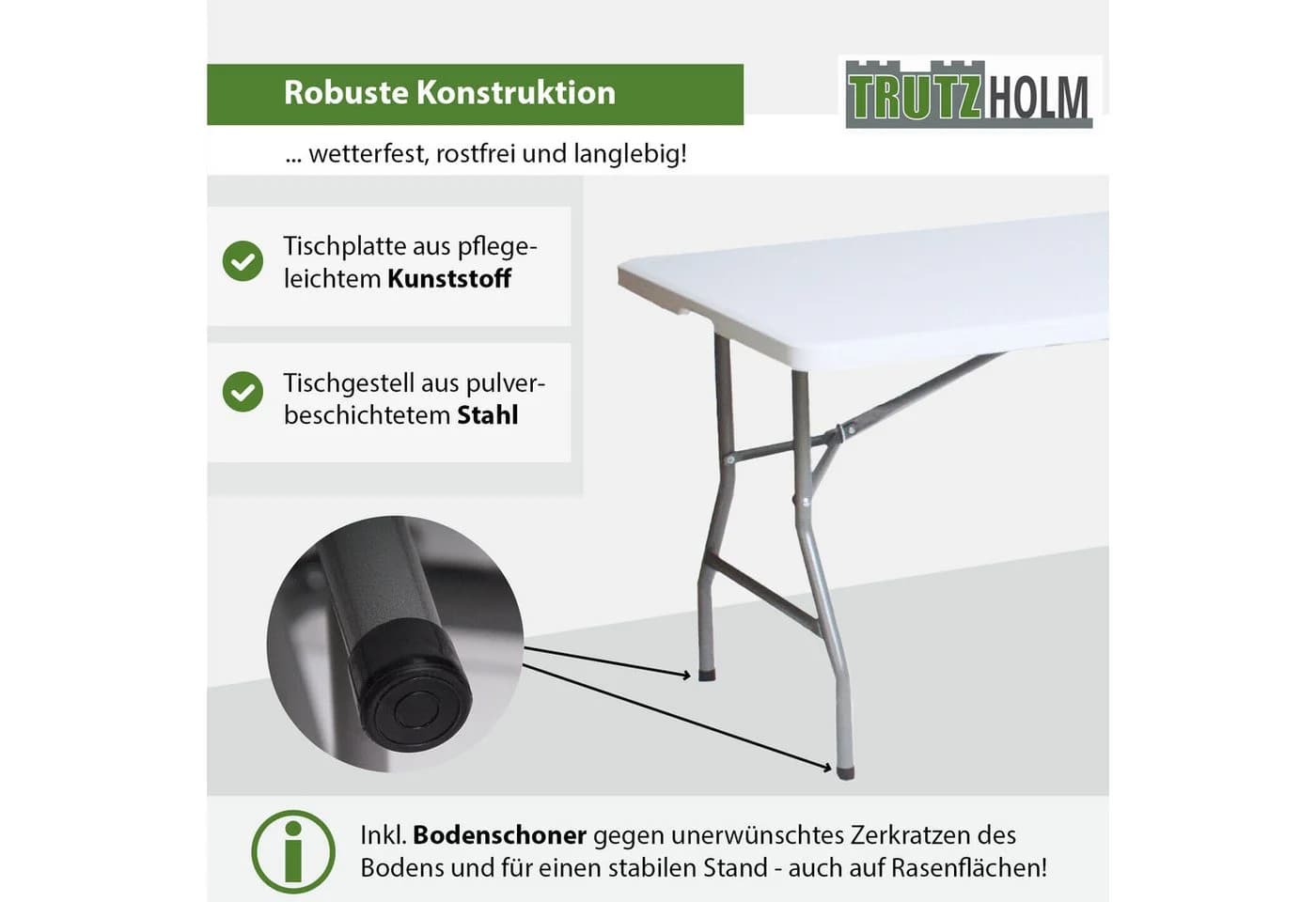 TRUTZHOLM Klapptisch Weiß Anthrazit Kunststoff Stahl - Bild 5