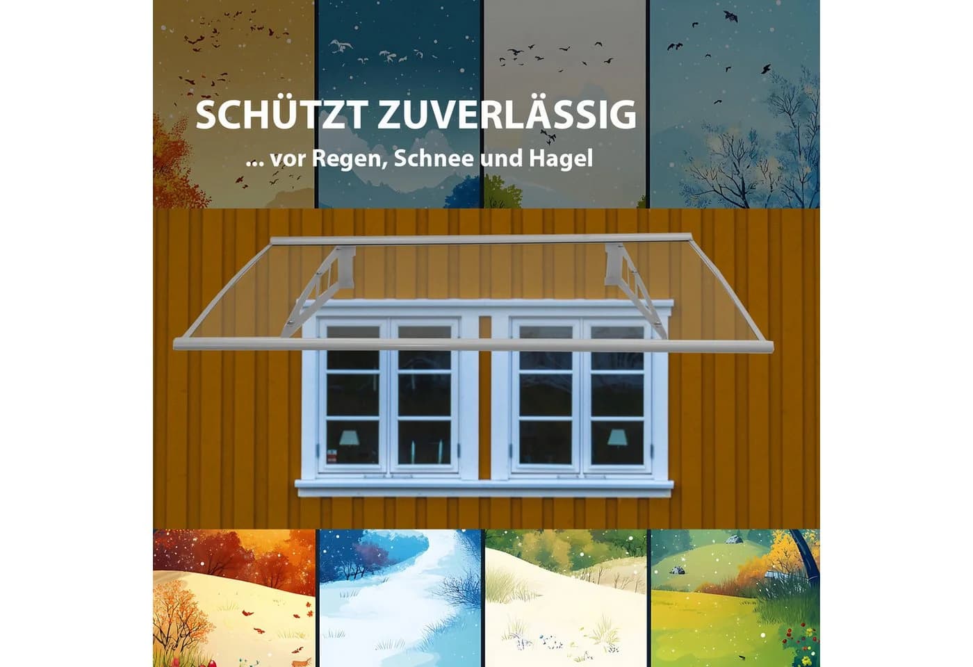 TRUTZHOLM Vordach Aluminium Grau Transparent 115x80 cm - Bild 4