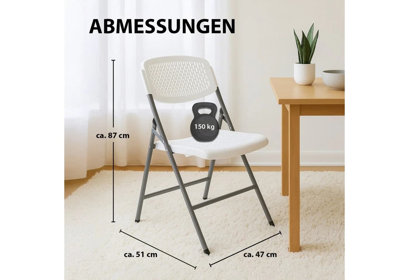 TRUTZHOLM Klappstuhl 2er Set Tragkraft 150 kg Ergonomische Sitzform Campingstuhl - Bild 3