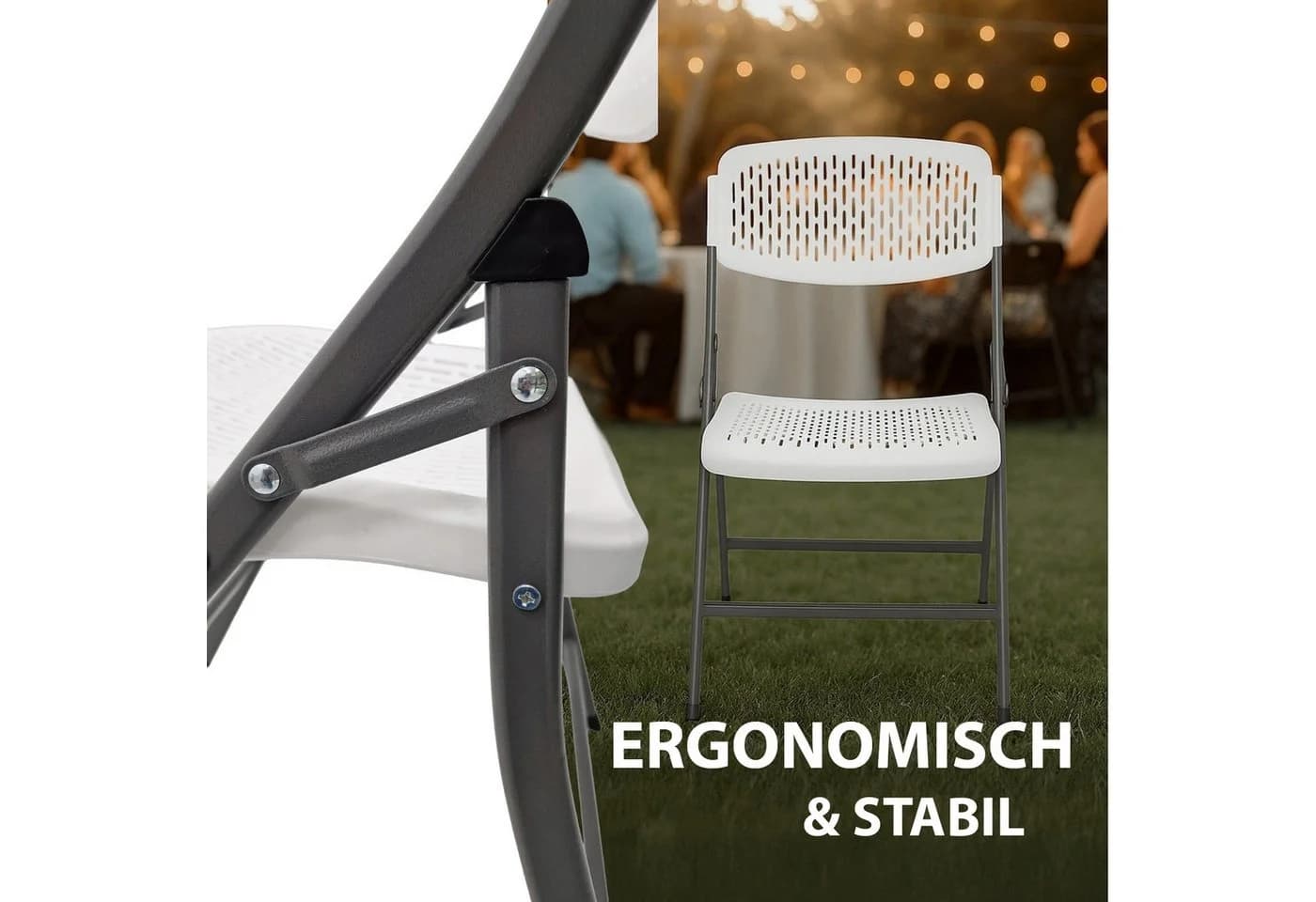 TRUTZHOLM Klappstuhl 2er Set Tragkraft 150 kg Ergonomische Sitzform Campingstuhl - Bild 5