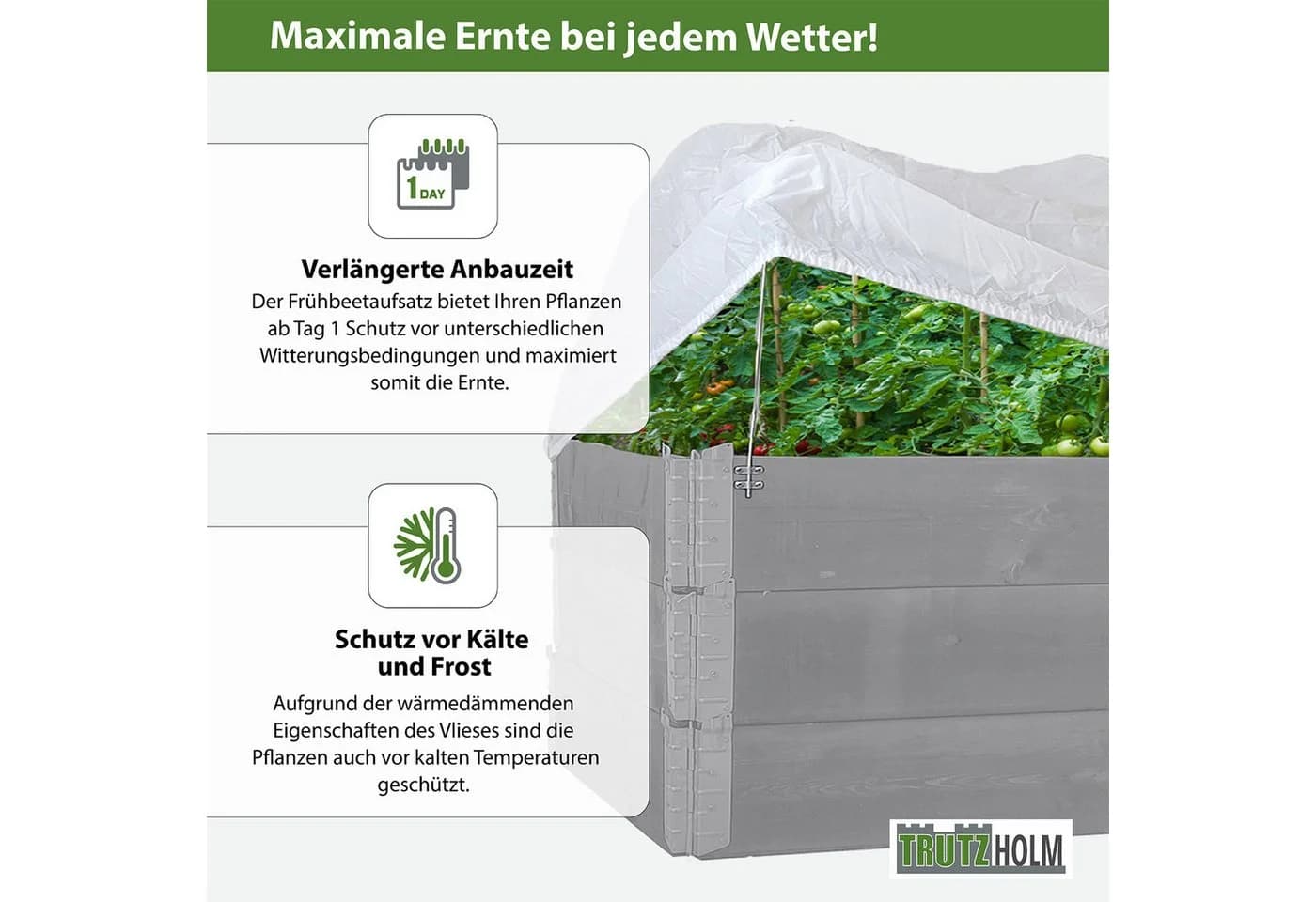 TRUTZHOLM Hochbeet Abdeckung 120 x 80 cm Bogenabdeckung mit Vlies - Bild 5