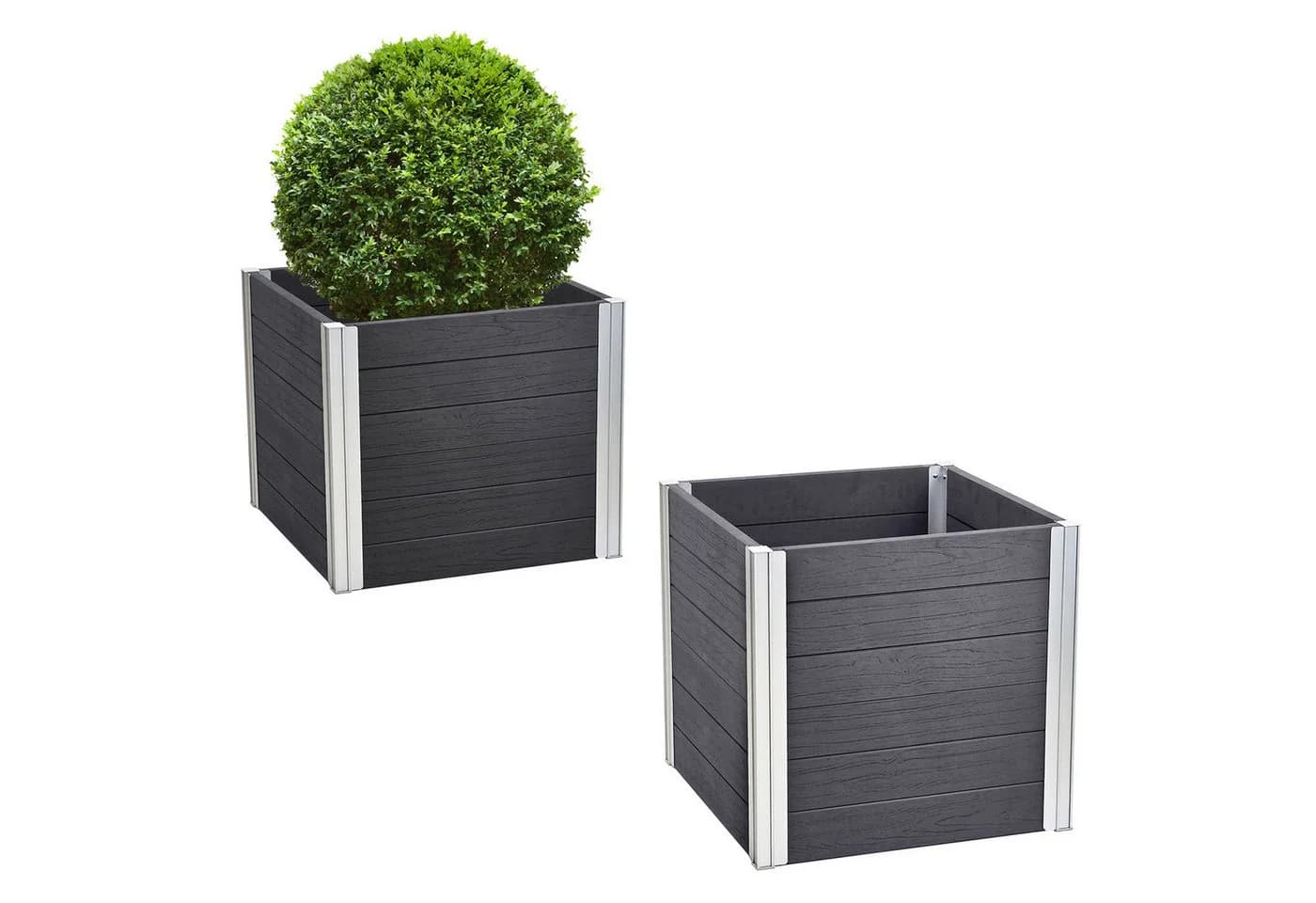 TRUTZHOLM Hochbeet Übertopf 135L Holzoptik Grau Silber Aluminium Kunststoff - Bild 2