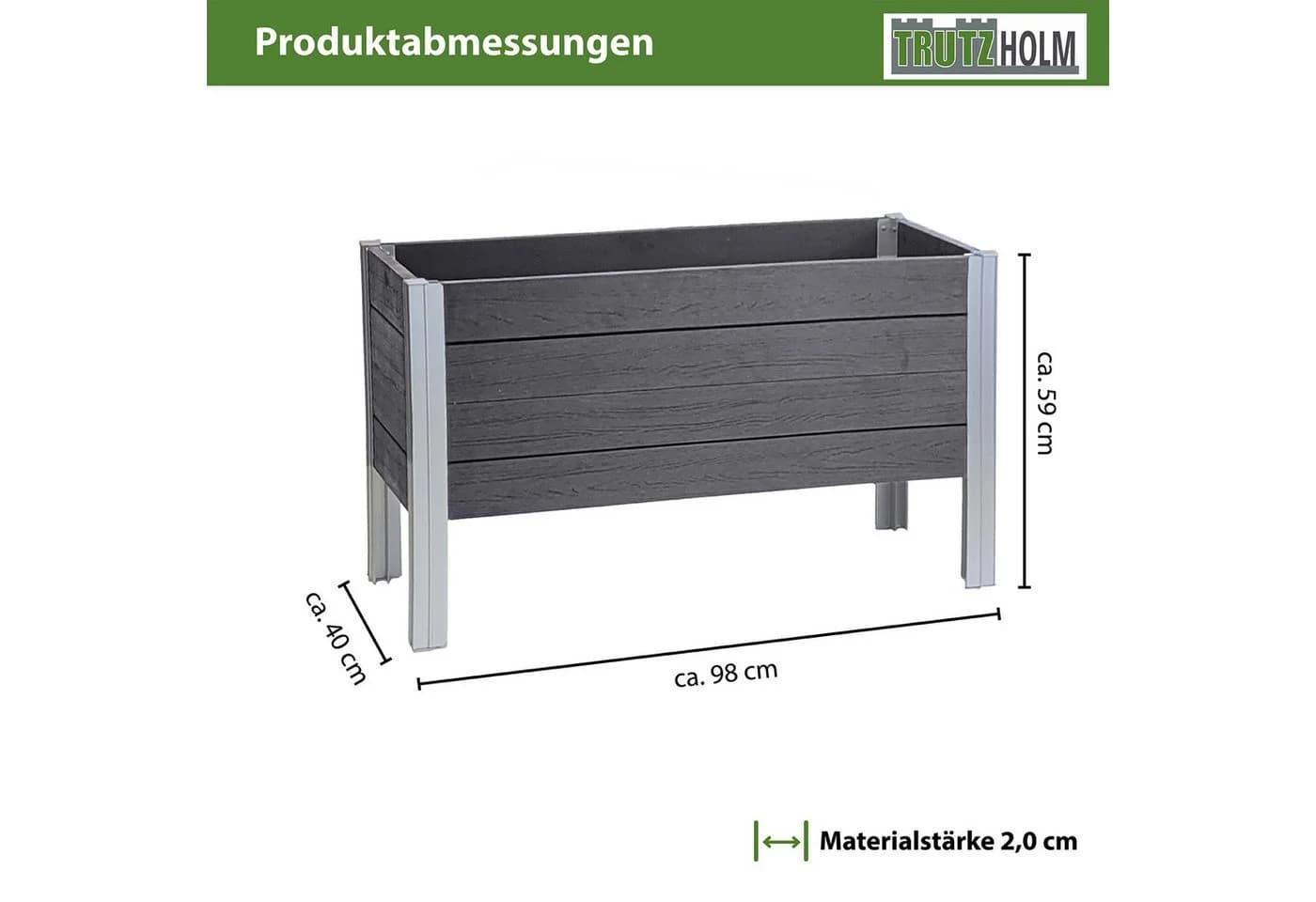 TRUTZHOLM Hochbeet Grau Holzoptik Aluminiumgestell - Bild 3