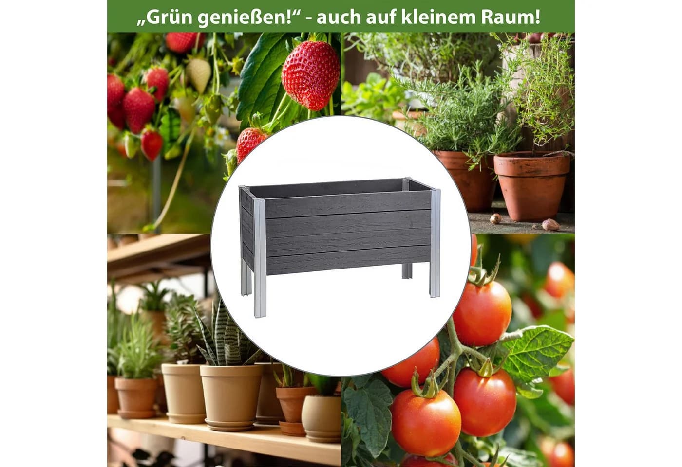 TRUTZHOLM Hochbeet Grau Holzoptik Aluminiumgestell - Bild 4
