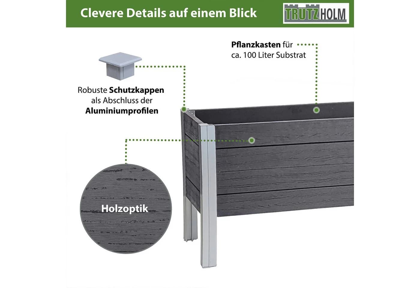 TRUTZHOLM Hochbeet Grau Holzoptik Aluminiumgestell - Bild 5
